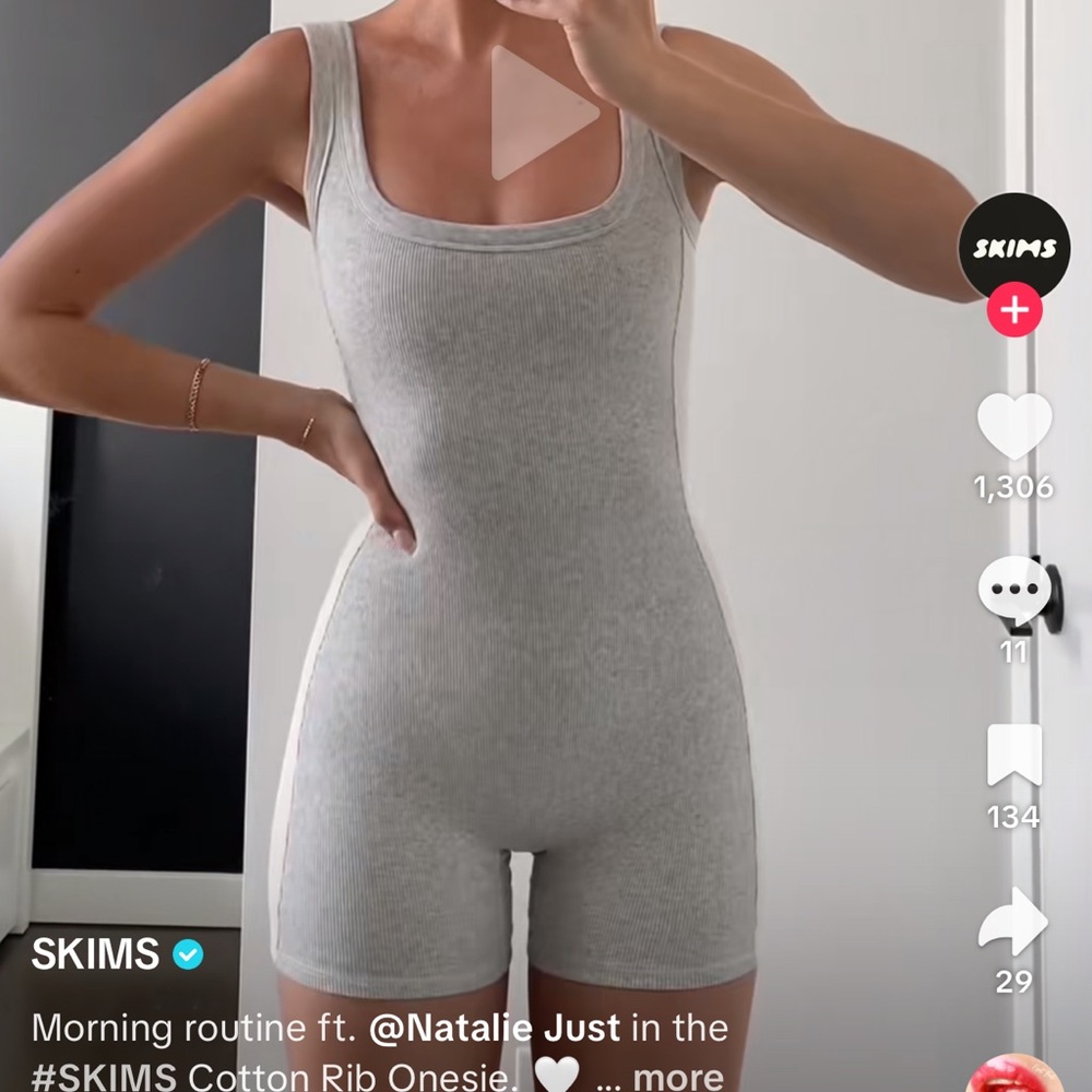 SKIMS Light Gray Cotton Rib Onesie